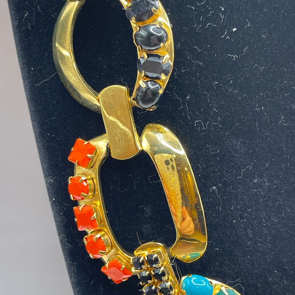 Kate Spade RARE stunning gold link necklace with colored stones - Picture 2 of 11